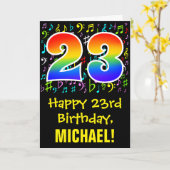 23e verjaardag: Kleurrijke muzieksymbolen + regenb Kaart (Gele Bloem)