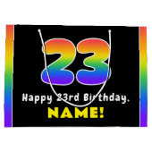 23e verjaardag: kleurrijke regenboog # 23, Naam va Groot Cadeauzakje (Achterkant)
