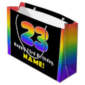 23e verjaardag: kleurrijke regenboog # 23, Naam va Groot Cadeauzakje (Achterkant Gekanteld)