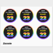 23e verjaardag: kleurrijke regenboog # 23, Naam va Ronde Sticker (Vel)
