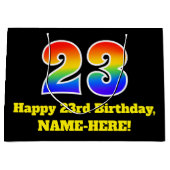 23e verjaardag ~ Leuk, Kleurrijk, Levendig, Regenb Groot Cadeauzakje (Voorkant)