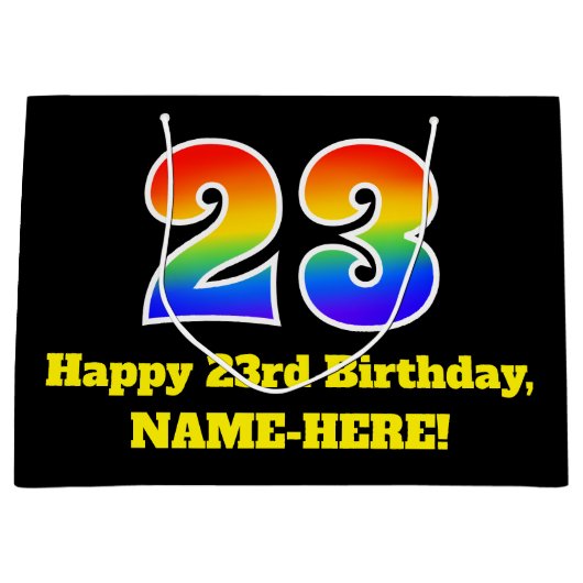 23e verjaardag ~ Leuk, Kleurrijk, Levendig, Regenb Groot Cadeauzakje (Voorkant)