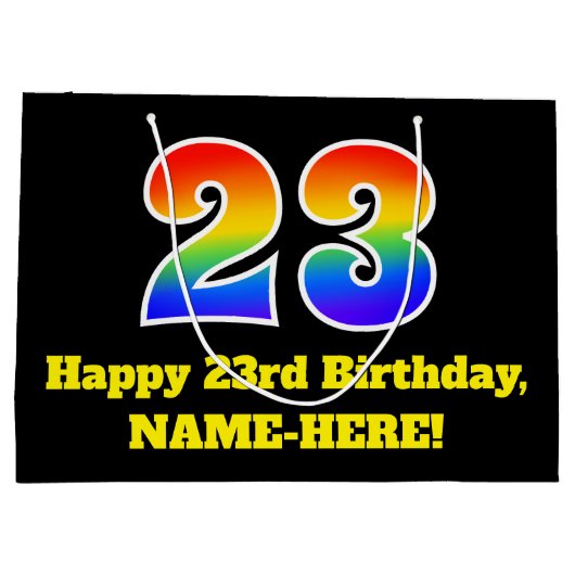 23e verjaardag ~ Leuk, Kleurrijk, Levendig, Regenb Groot Cadeauzakje (Achterkant)