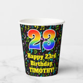 23e Verjaardag: Leuk Muzieknoten Patroon, Regenboo Papieren Bekers (Achterkant)