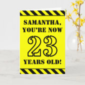 23e verjaardag: Leuke stencil stijl tekst, aangepa Kaart (Gele Bloem)