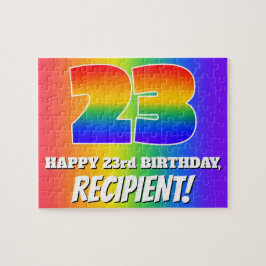 23e verjaardag — Meerkleurig regenboogpatroon "23" Legpuzzel