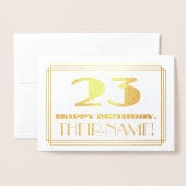 23e verjaardag; naam + Art Deco geïnspireerd look Folie Kaarten (Voorkant met envelop)