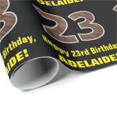 23e verjaardag: Naam & Faux Wood Grain Patroon "23 Cadeaupapier (Rol Hoek)