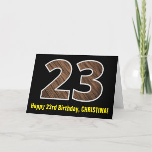 23e verjaardag: Naam + Faux Wood Grain Patroon "23 Kaart