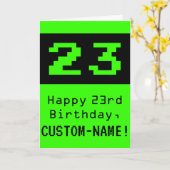 23e verjaardag: Nerdy / Geeky Style "21" en naam Kaart (Gele Bloem)