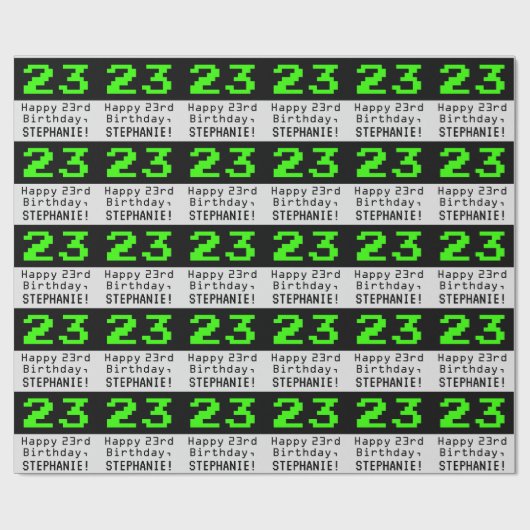 23e verjaardag - Nerdy / Geeky Style "23" en naam Cadeaupapier (Vlak)