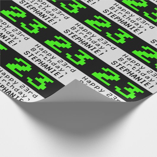 23e verjaardag - Nerdy / Geeky Style "23" en naam Cadeaupapier (Hoek)