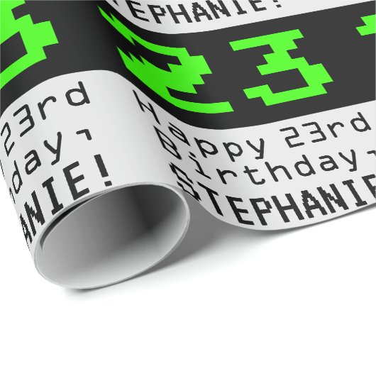 23e verjaardag - Nerdy / Geeky Style "23" en naam Cadeaupapier (Rol Hoek)