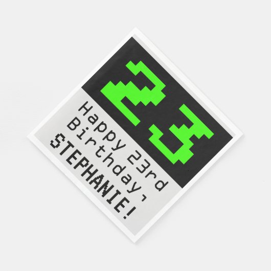 23e verjaardag - Nerdy / Geeky Style "23" & naam Servet (Hoek)