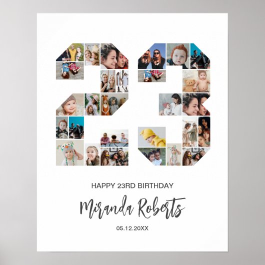 23e verjaardag nummer 23 aangepaste fotocollage poster (Voorkant)