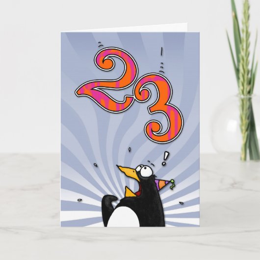 23e verjaardag - Penguin Surprise Kaart (Voorkant)