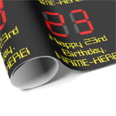 23e verjaardag: Red Digital Clock Style "23" + naa Cadeaupapier (Rol Hoek)