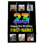 23e verjaardag: Regenboog "23", aangepaste foto's  Medium Cadeauzakje (Achterkant)