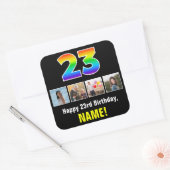 23e verjaardag: Regenboog "23"; Aangepaste foto's  Vierkante Sticker (Envelop)