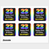 23e verjaardag: Regenboogspectrum # 23, Aangepaste Vierkante Sticker (Vel)