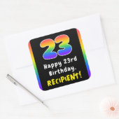 23e verjaardag: Regenboogspectrum # 23, Aangepaste Vierkante Sticker (Envelop)