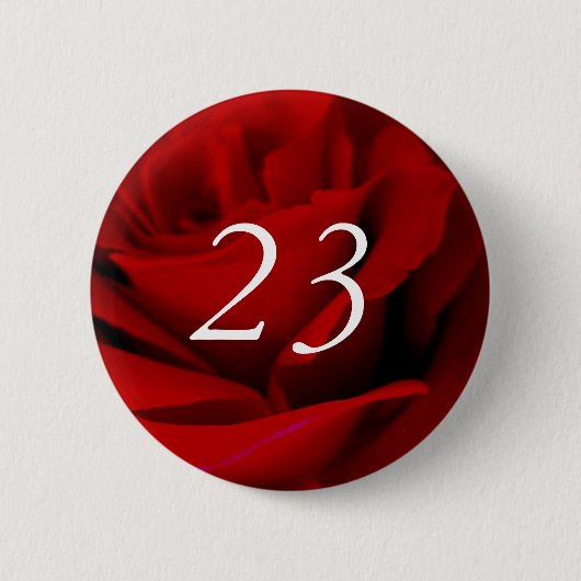 23e Verjaardag Rode Roos Knop Ronde Button 5,7 Cm (Voorkant)