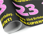 23e verjaardag: roze strepen en harten "23" + naam cadeaupapier (Rol Hoek)