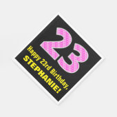 23e verjaardag: Roze strips en harten "23" + Naam Servet (Hoek)