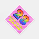 23e verjaardag: roze strips & harten, regenboognr. servet (Hoek)