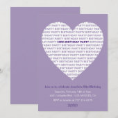 23e verjaardag uitnodiging Meisje typografie Paars (Voorkant / Achterkant)