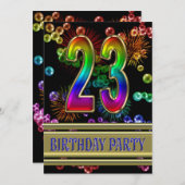 23e verjaardag Uitnodiging met bellen (Voorkant / Achterkant)