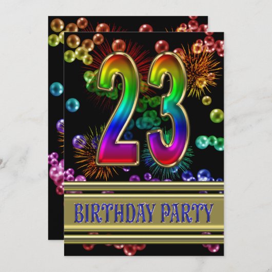 23e verjaardag Uitnodiging met bellen (Voorkant / Achterkant)