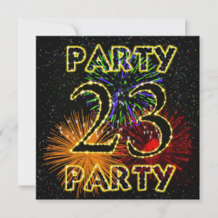 23e verjaardag uitnodiging met vuurwerk