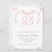23e verjaardag uitnodigingen Boho Floral Pink (Voorkant)