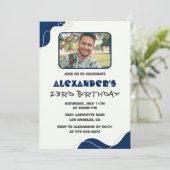 23e verjaardag uitnodigingen Mannen Navy Eenvoudig (Staand voorkant)