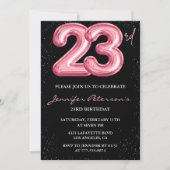 23e verjaardag uitnodigingen Pink Balloon Glam Bla (Voorkant)