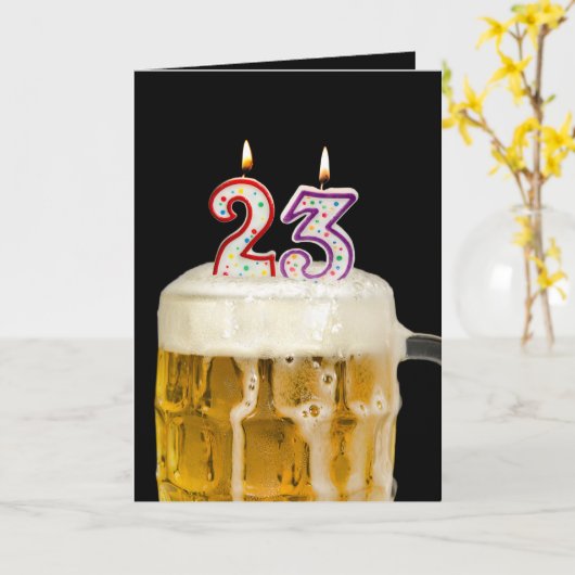 23e verjaardag zwarte bier kaart (Gele Bloem)