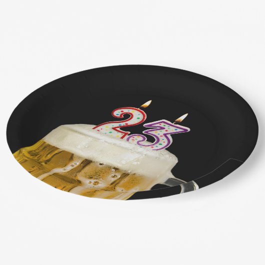 23e verjaardag zwarte bier papieren bordje (Gekanteld)