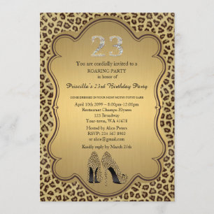 23e, Verjaardagsfeest, 23e, Cheetah High Heels Sch Kaart