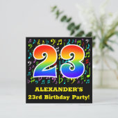 23e verjaardagsfeest: leuke muzieksymbolen, regenb kaart (Staand voorkant)