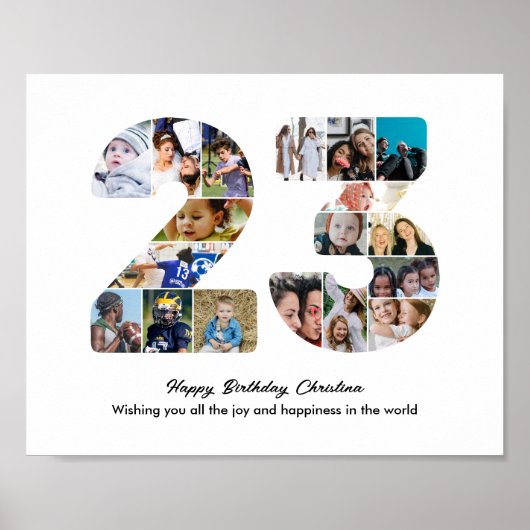 23e verjaardagsfeest Nummer 23 Fotocollage Poster (Voorkant)