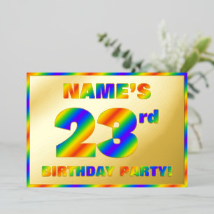 23e Verjaardagsfeestje — Leuke, Regenboogspectrum  Folie Uitnodiging