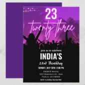 23e verjaardagsfeestje roze neon kaart (Voorkant / Achterkant)