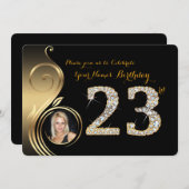 23rd, Birthday Invitation, Number Diamond, Foto 2 Kaart (Voorkant / Achterkant)