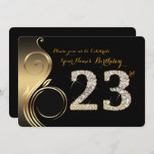 23rd, Birthday Invitation, Number Diamond,Foto Kaart (Voorkant / Achterkant)