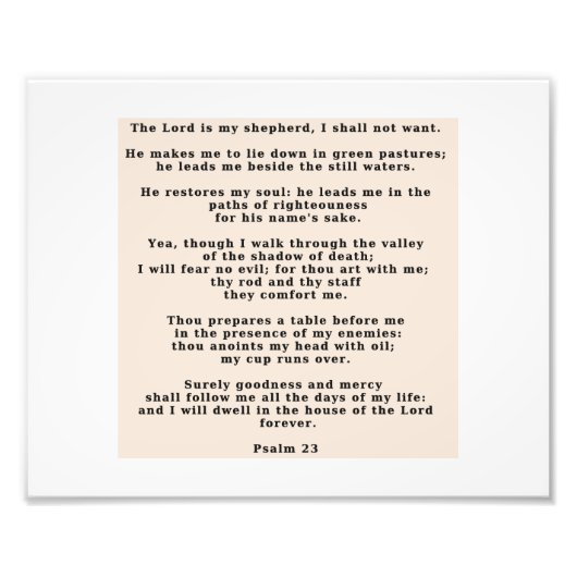 23rd Psalm Foto Afdruk (Voorkant)