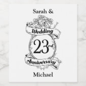 23rd Wedding Jubileum Flowers Roos Wijn Etiket (Enkel label)