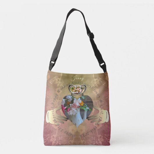 23rd Wedding Jubileum Foto Claddagh Topaz Crossbody Tas (Achterkant)