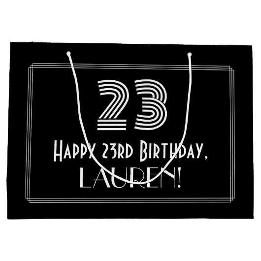 23ste verjaardag — Art Deco geïnspireerd look "23" Groot Cadeauzakje (Achterkant)