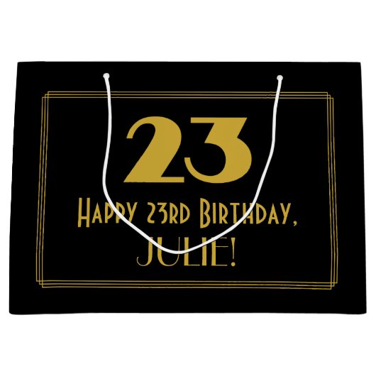 23ste verjaardag — Art Deco geïnspireerd look "23" Groot Cadeauzakje (Voorkant)